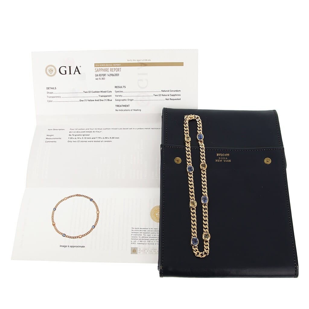 Gold, Yellow Sapphire and Sapphire Necklace