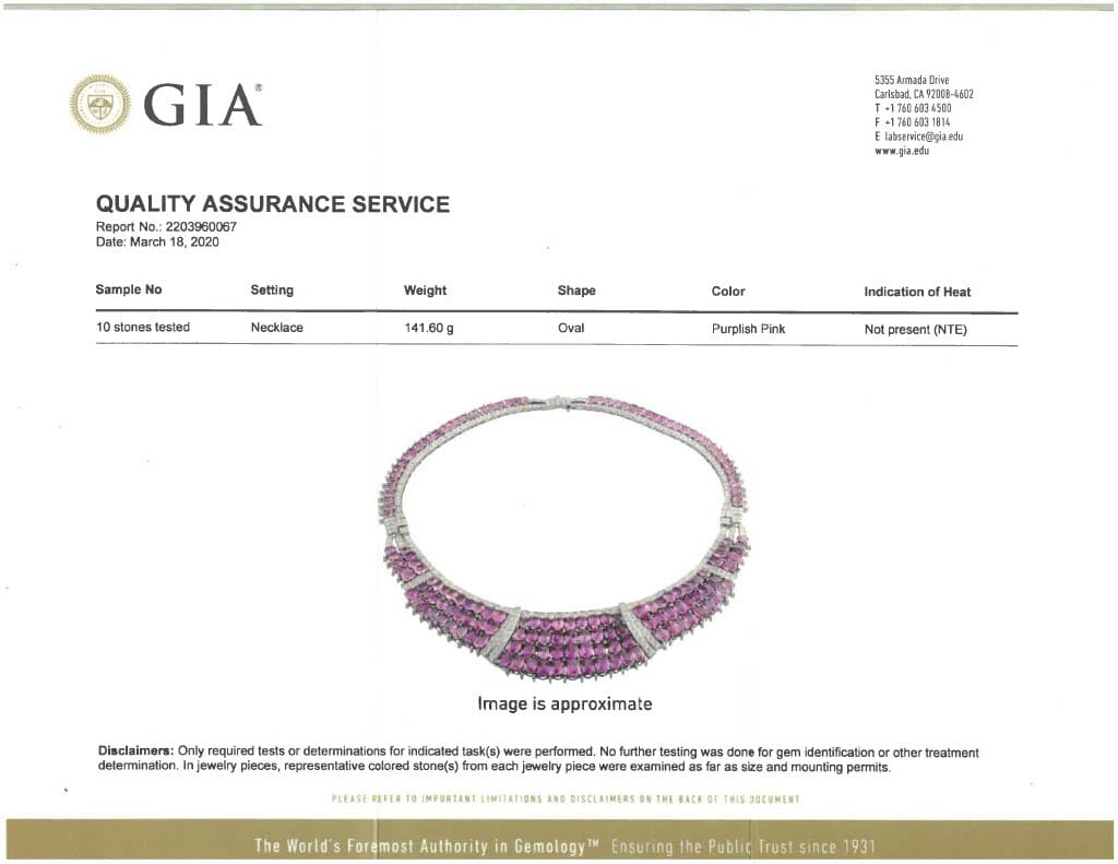 White Gold, 109.40ctw Pink Sapphire and Diamond Necklace