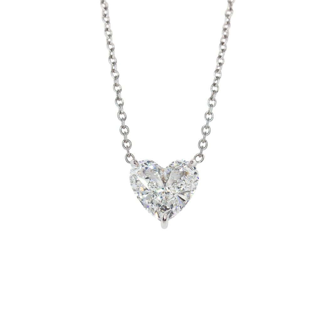 Platinum and 3.18ct Heart Shape Diamond Pendant Necklace
