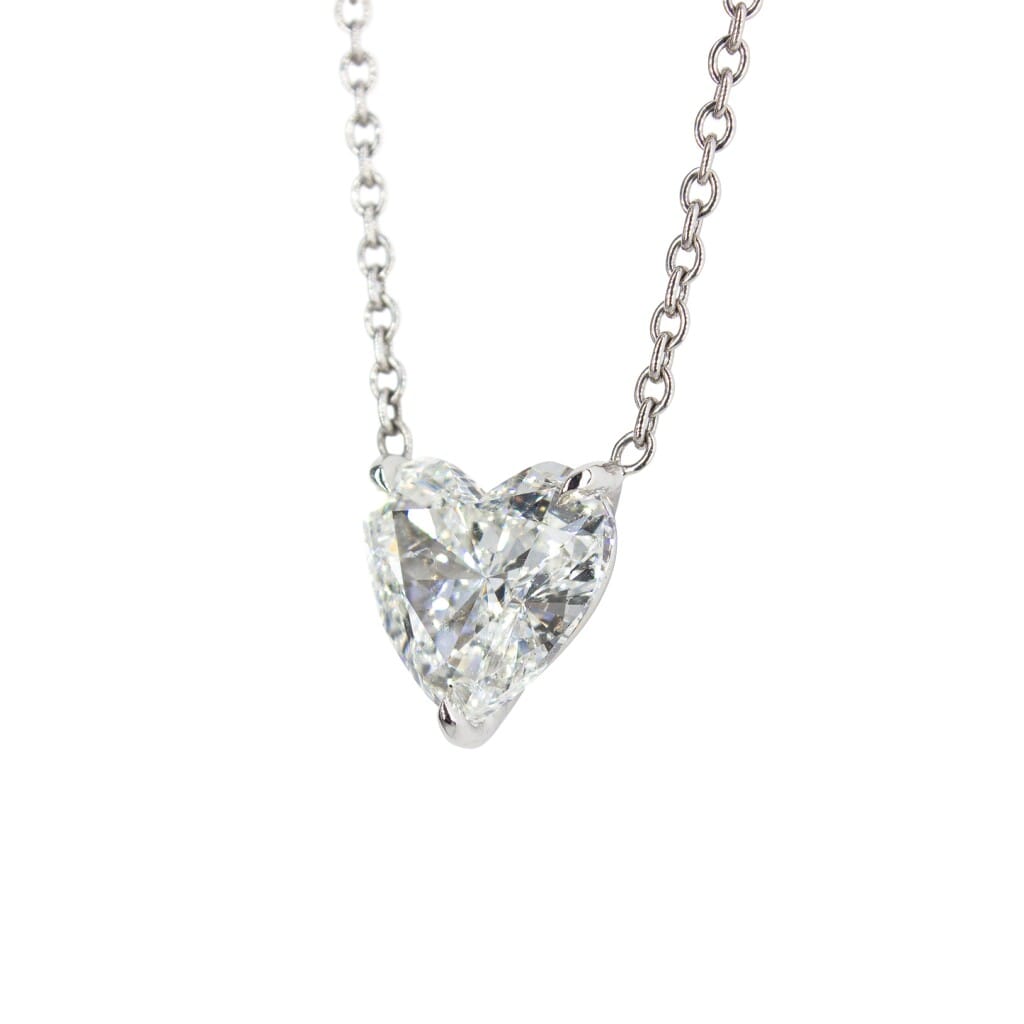 Platinum and 3.18ct Heart Shape Diamond Pendant Necklace