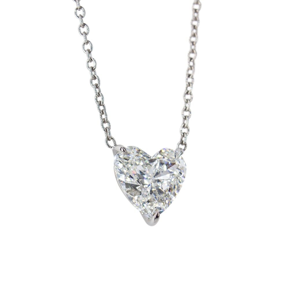 Platinum and 3.18ct Heart Shape Diamond Pendant Necklace