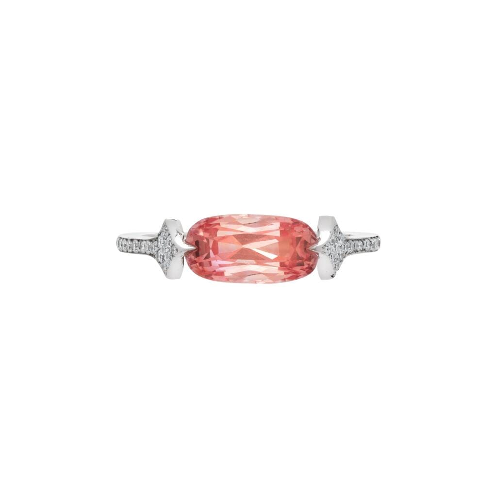 White Gold, 2.68ct Ceylon Padparadscha Sapphire and Diamond Ring