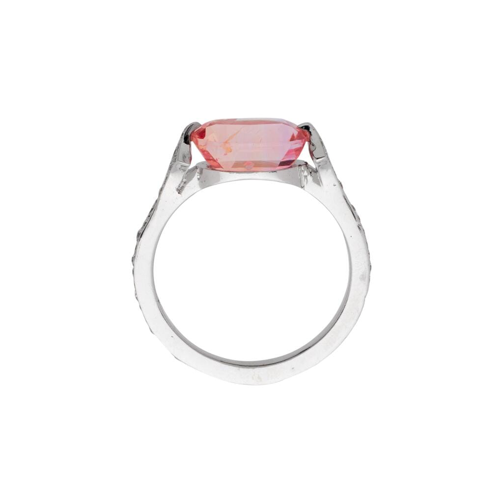 White Gold, 2.68ct Ceylon Padparadscha Sapphire and Diamond Ring