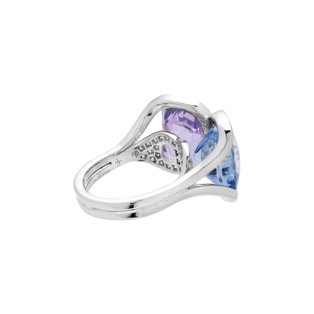 White Gold, 8.40ct Ceylon Purple Sapphire and 7.33ct Ceylon Blue Sapphire Toi et Moi Ring
