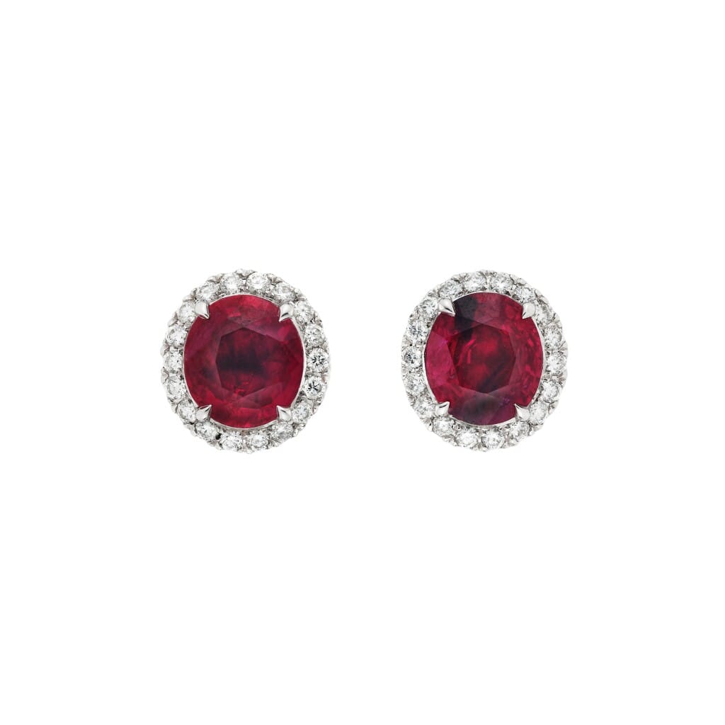 White Gold, 2.36ctw Burmese Ruby and Diamond Drop Earrings