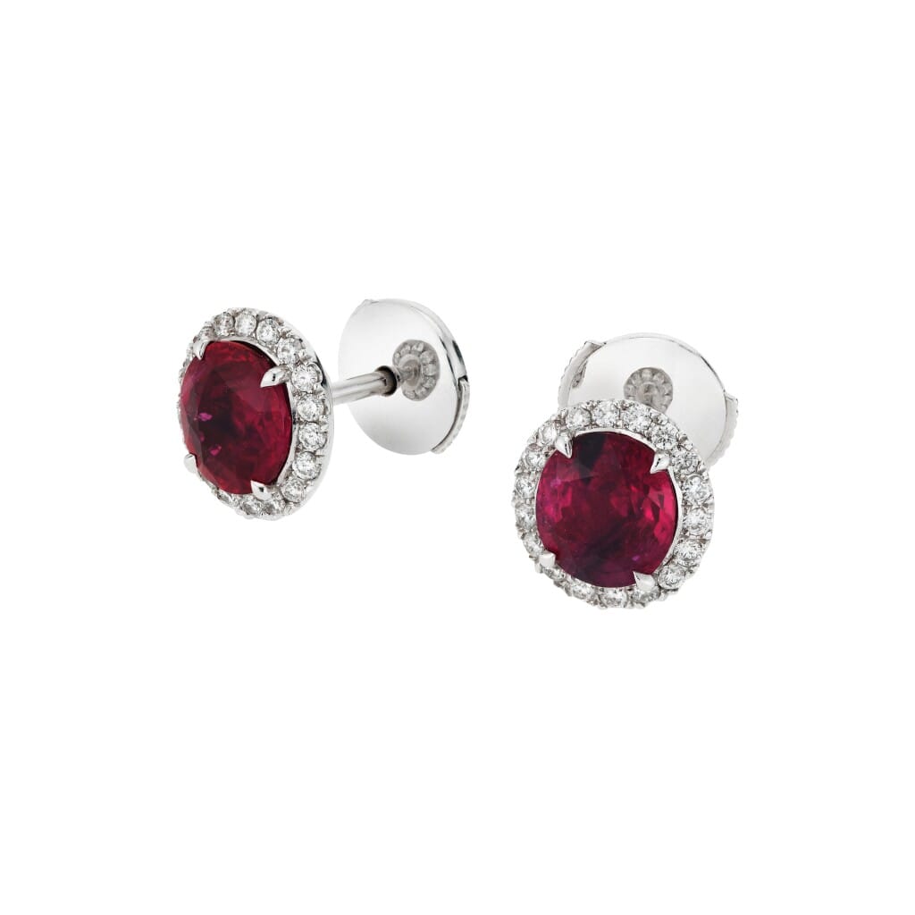 White Gold, 2.36ctw Burmese Ruby and Diamond Drop Earrings