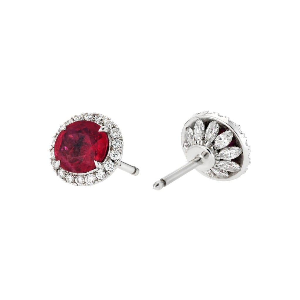 White Gold, 2.36ctw Burmese Ruby and Diamond Drop Earrings