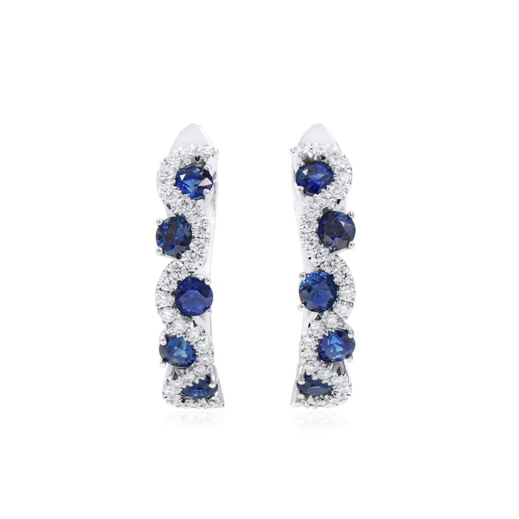 White Gold, Sapphire and Diamond Hoop Earrings