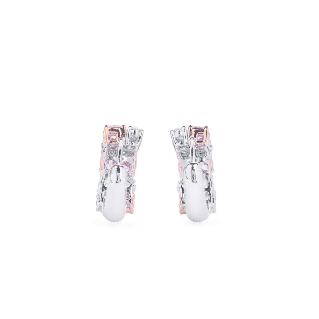 White Gold, Rose Gold, Fancy Cut Pink Diamond and Diamond Hoop Earrings
