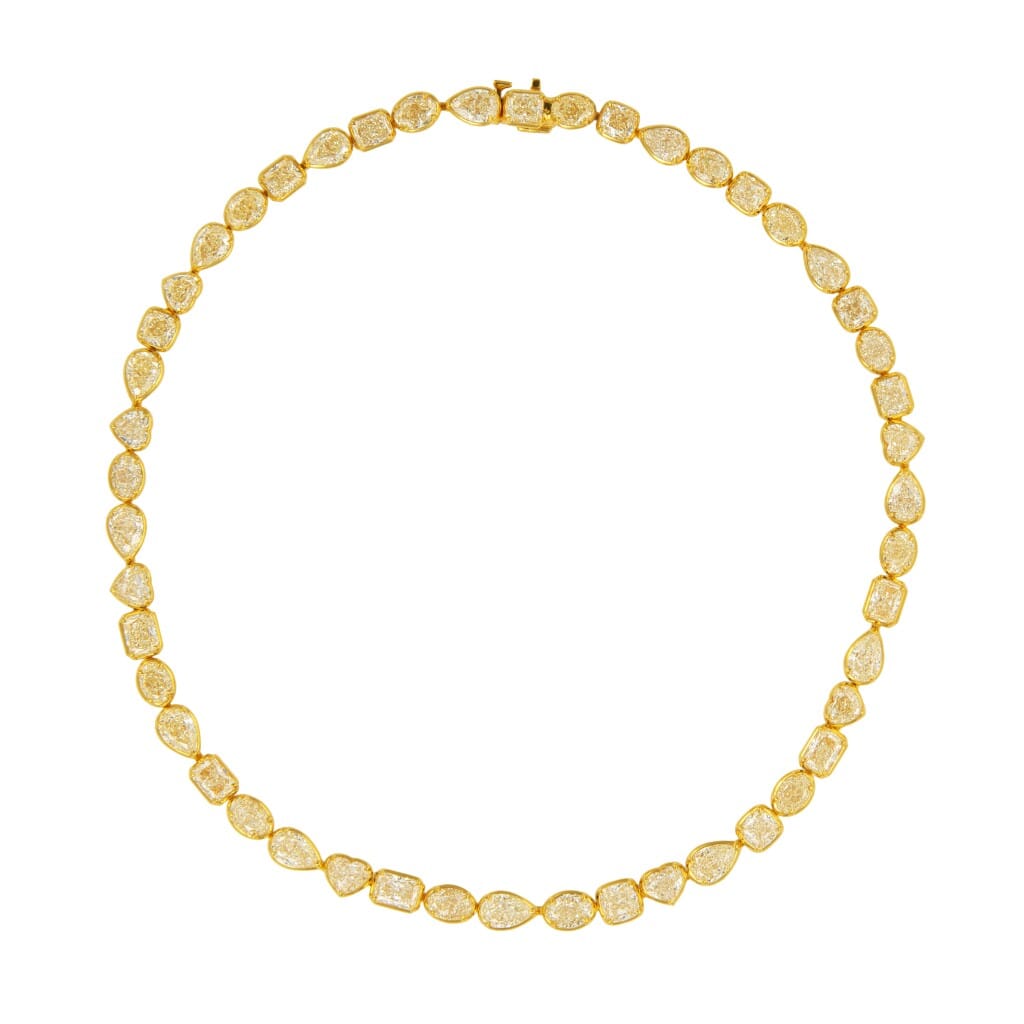 Gold and 49.95cts Fancy Cut Yellow Diamond Line Necklace