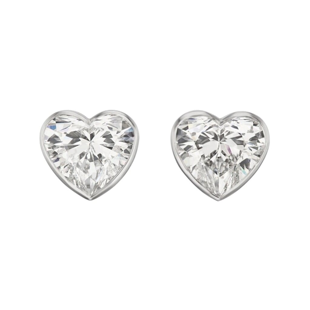 Platinum and 4.22ctw Heart Shape Diamond Stud Earrings