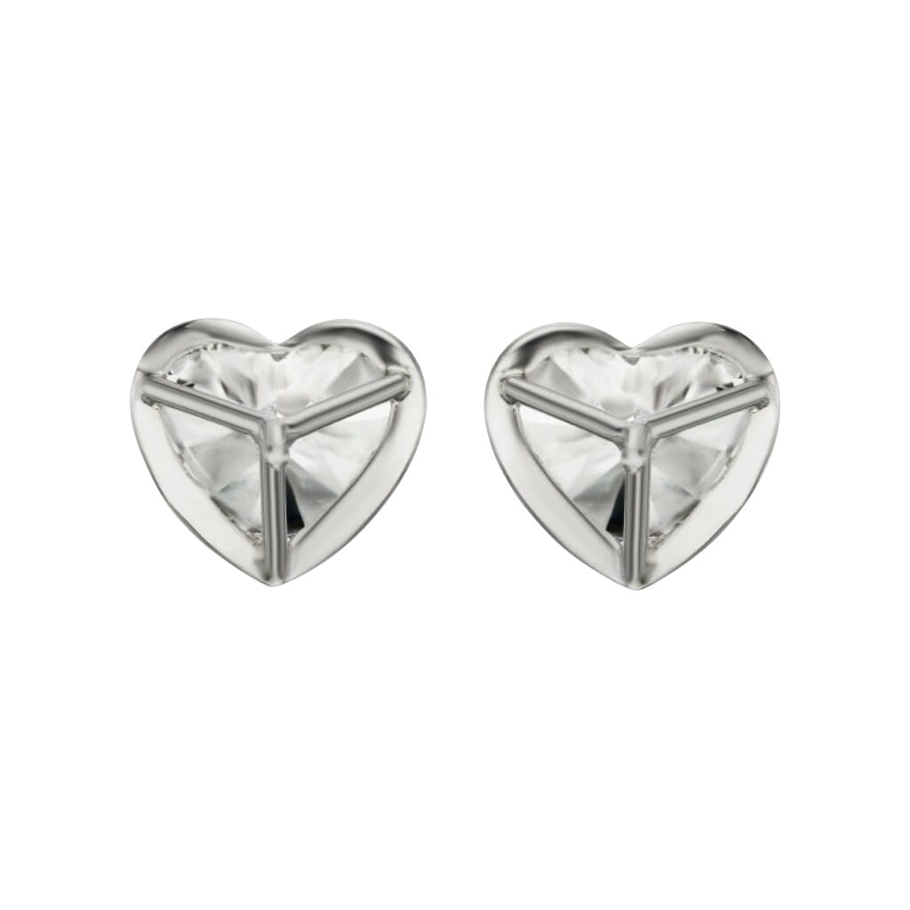 Platinum and 4.22ctw Heart Shape Diamond Stud Earrings