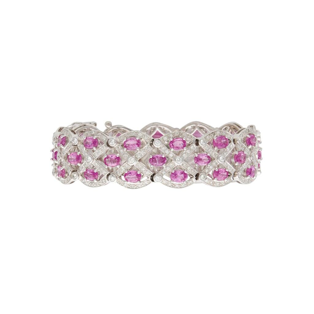 White Gold, Pink Sapphire and Diamond Bracelet