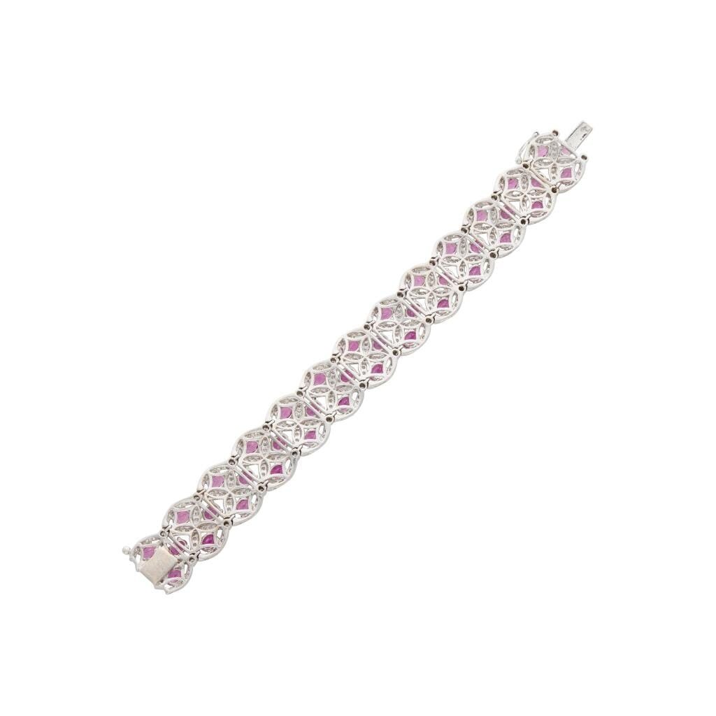 White Gold, Pink Sapphire and Diamond Bracelet