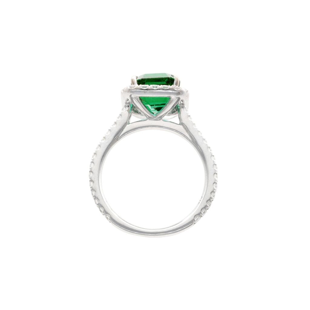 White Gold, 3.11ct Zambian Emerald and Diamond Ring