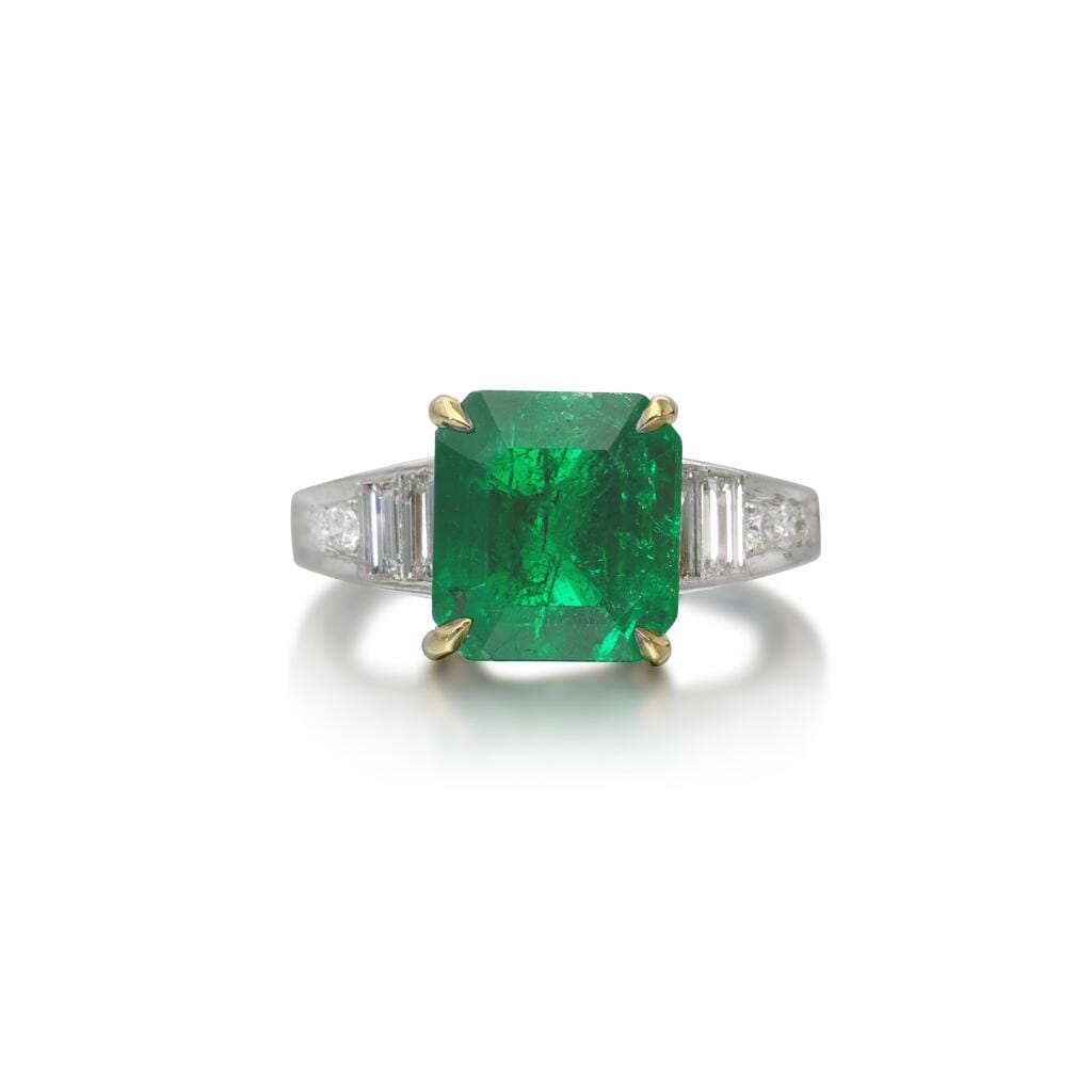 Platinum, Gold, 4.07ct Colombian Emerald and Diamond Ring