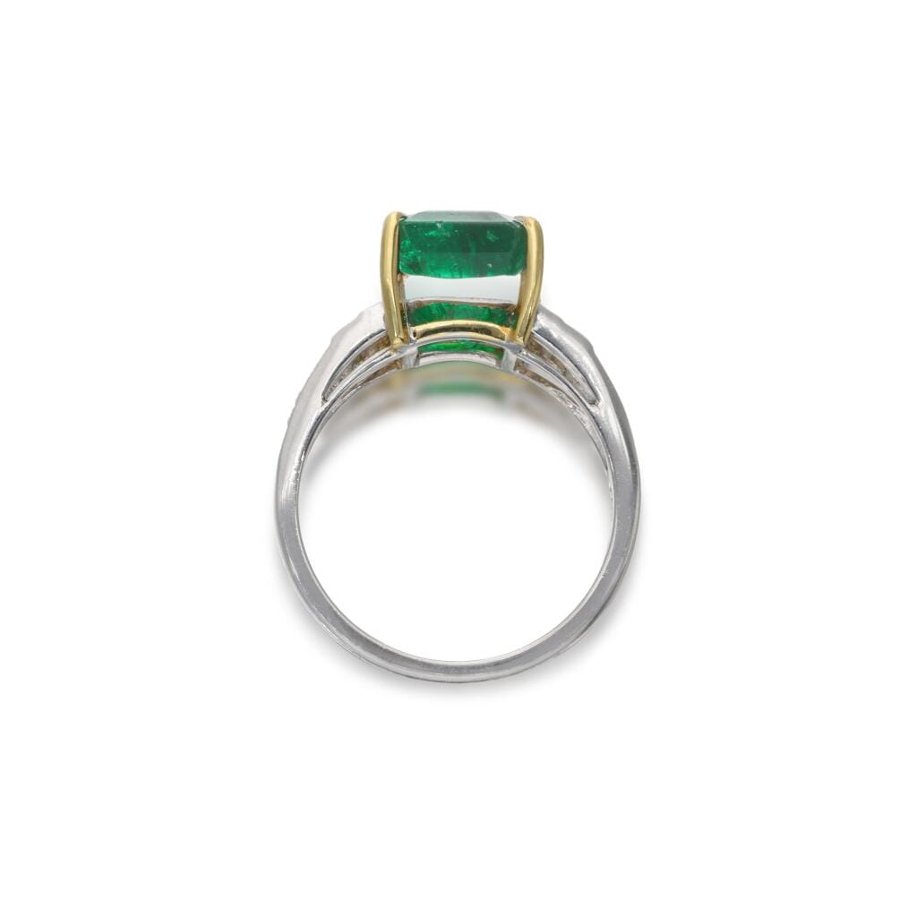 Platinum, Gold, 4.07ct Colombian Emerald and Diamond Ring