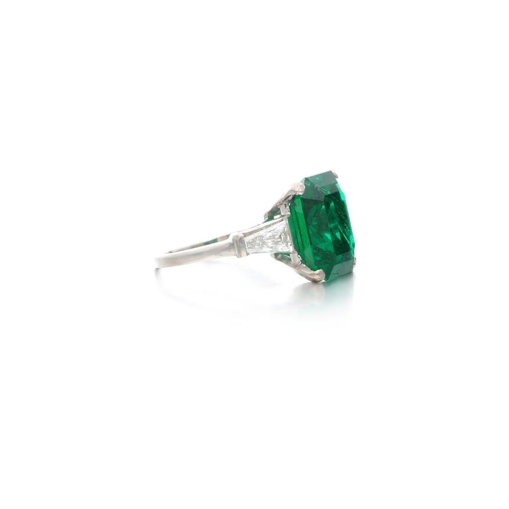 Platinum, 5.91ct Zambian Emerald and Diamond Ring