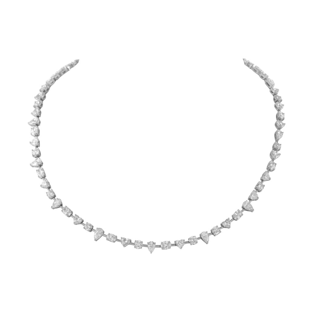 White Gold and 15.25ctw Fancy Cut Diamond Necklace