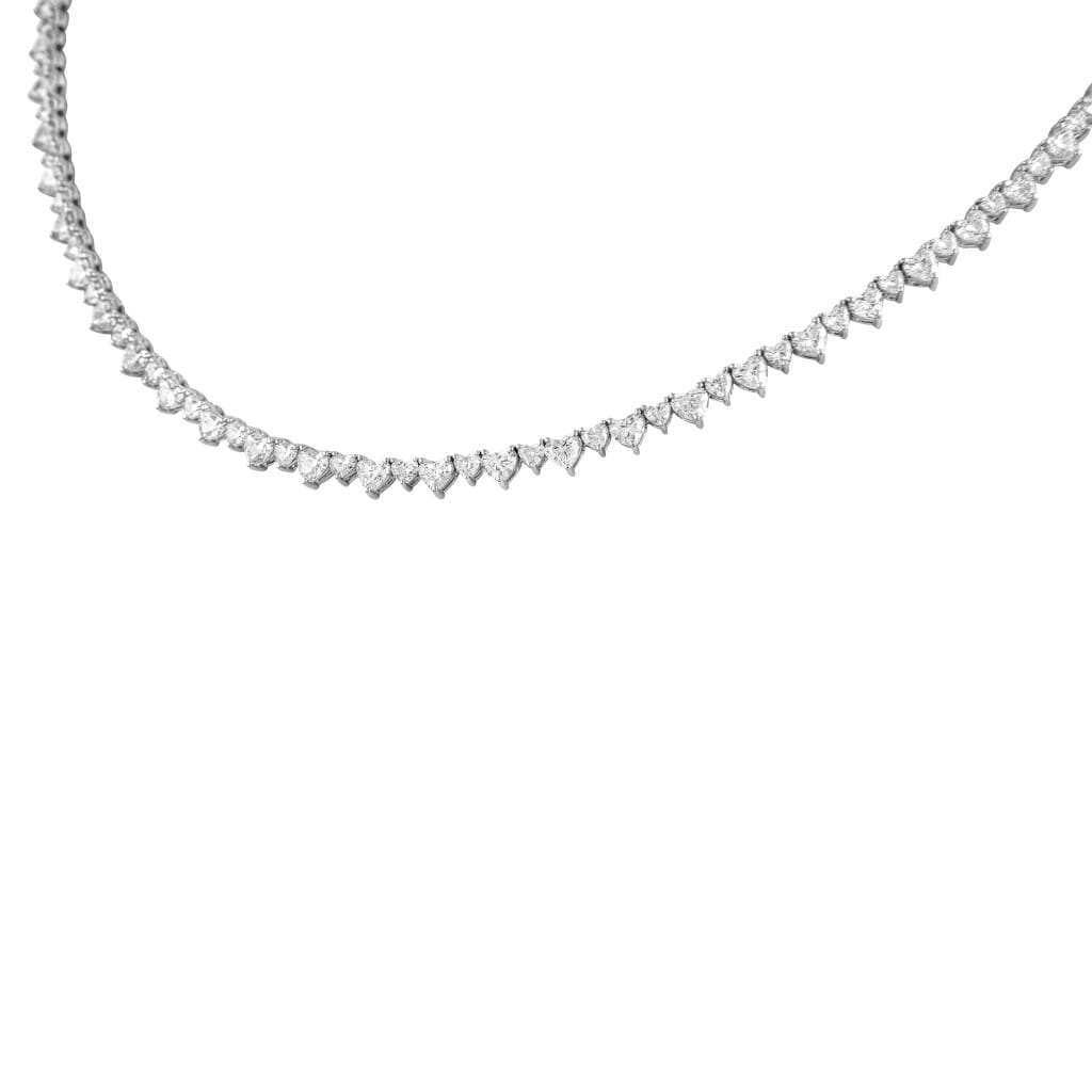 White Gold and 12.20ctw Heart Shape Diamond Necklace