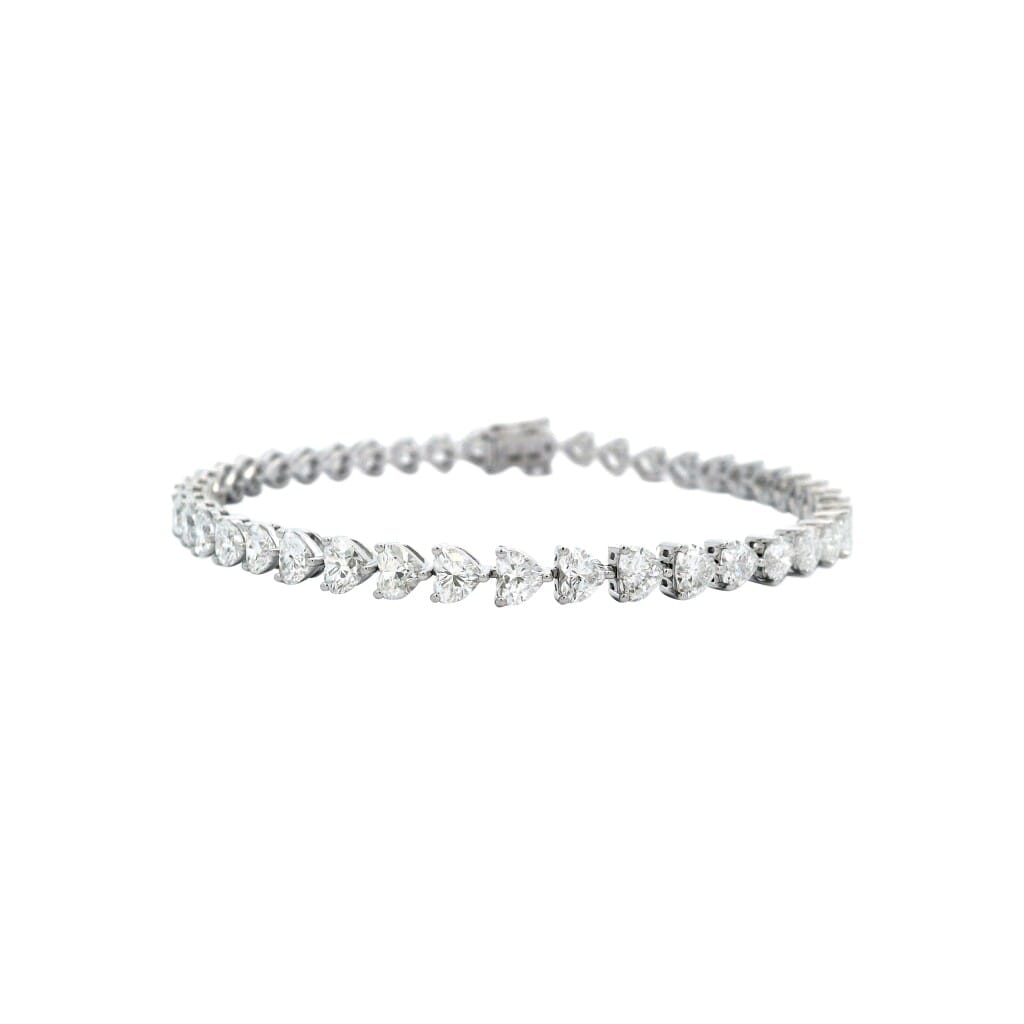 White Gold and 8.80ctw Heart Shape Diamond Tennis Bracelet
