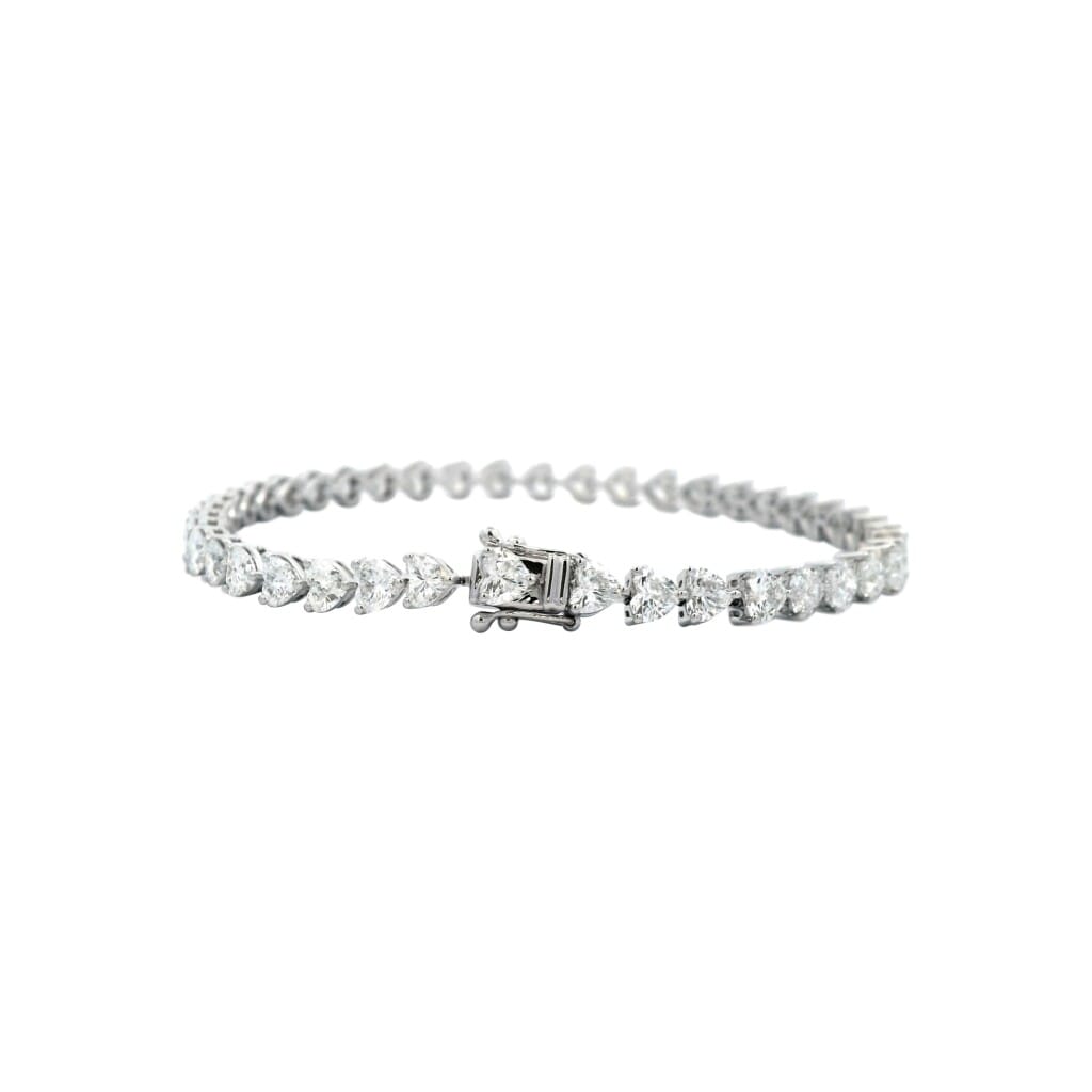 White Gold and 8.80ctw Heart Shape Diamond Tennis Bracelet