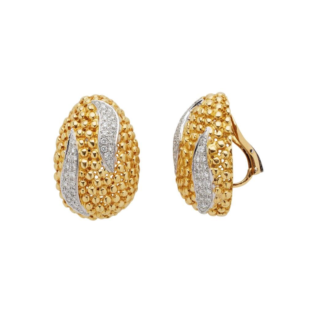 Gold and Diamond Earclips