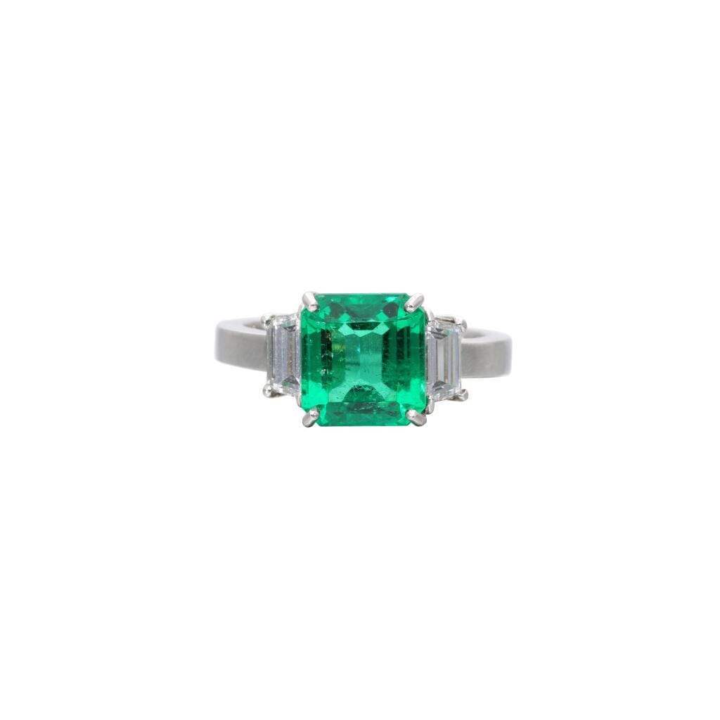 Platinum, 2.69ct Colombian Emerald and Diamond Ring