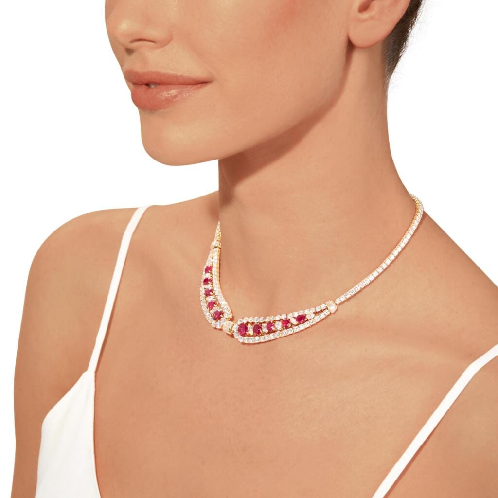 Gold, Ruby and Diamond Collar Necklace