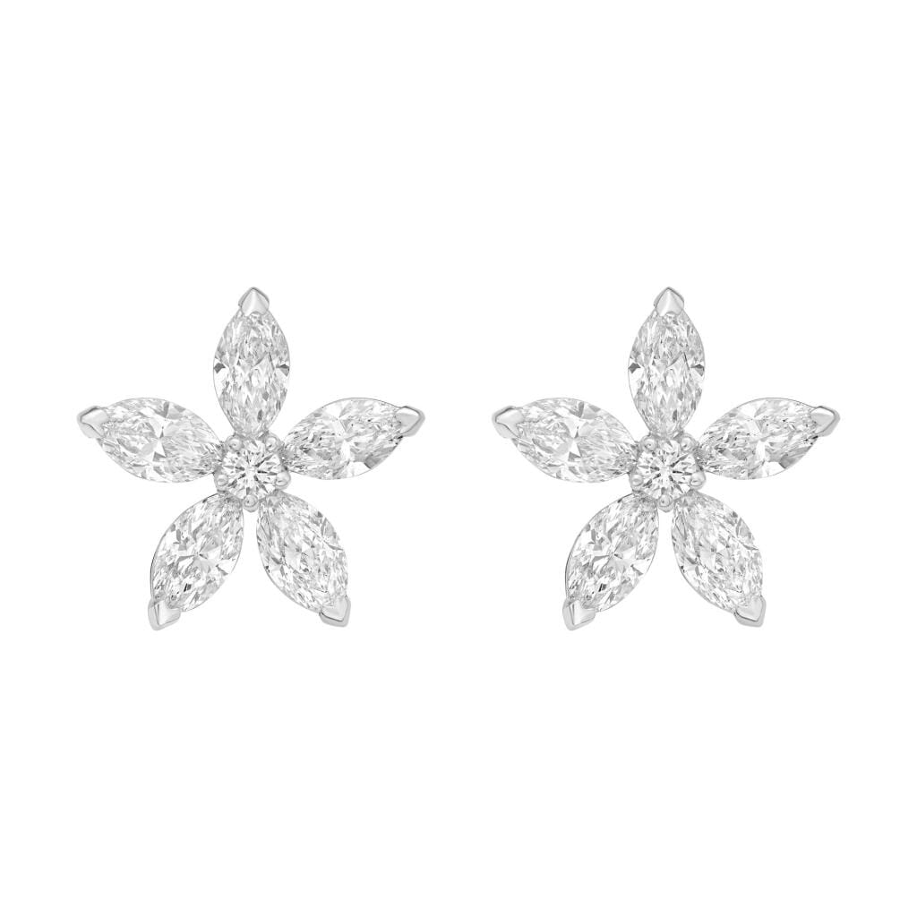 Platinum and 5.06ctw Diamond Floral Stud Earrings