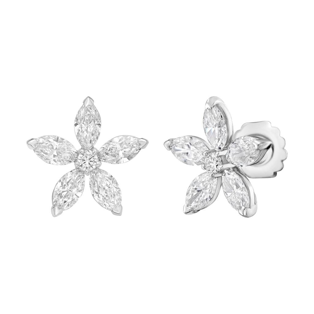 Platinum and 5.06ctw Diamond Floral Stud Earrings