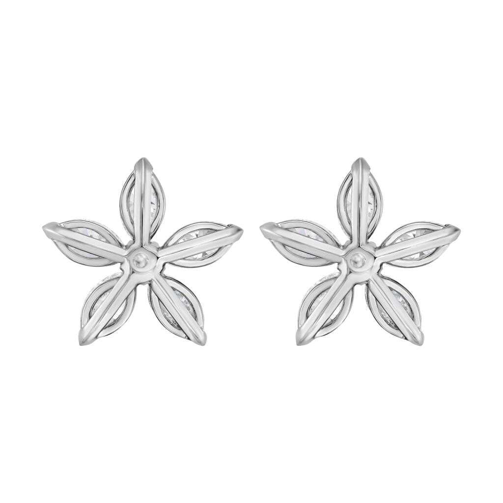 Platinum and 5.06ctw Diamond Floral Stud Earrings