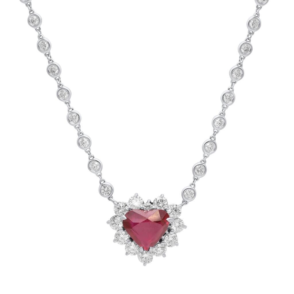 White Gold, 5.02ct Mozambique Ruby and Diamond Pendant Necklace