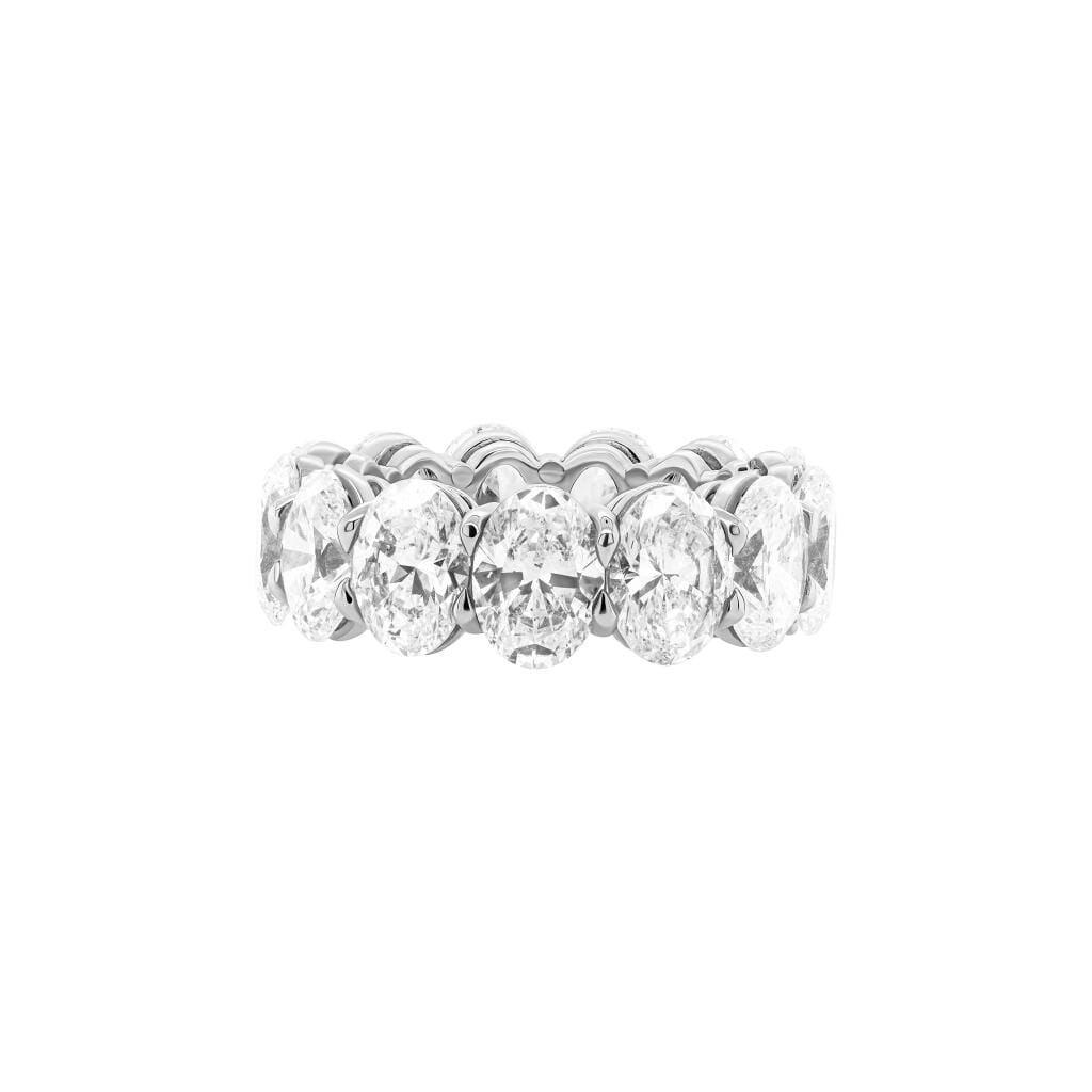 Platinum and 13.08ctw Oval Cut Diamond Eternity Band Ring