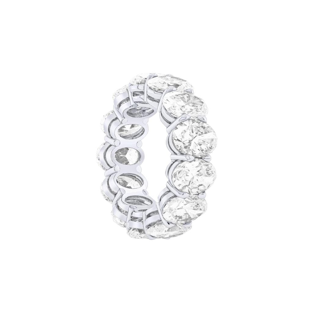 Platinum and 13.08ctw Oval Cut Diamond Eternity Band Ring