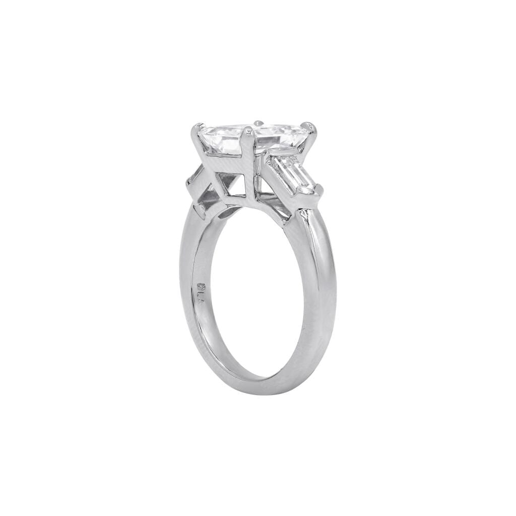 Platinum, 2.86ct Asscher Cut Diamond and Diamond Engagement Ring