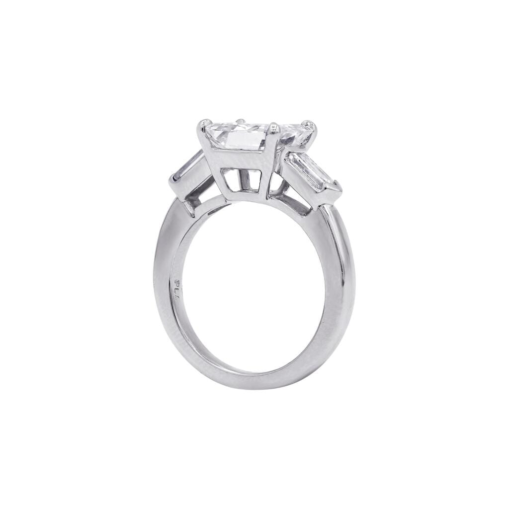 Platinum, 2.86ct Asscher Cut Diamond and Diamond Engagement Ring