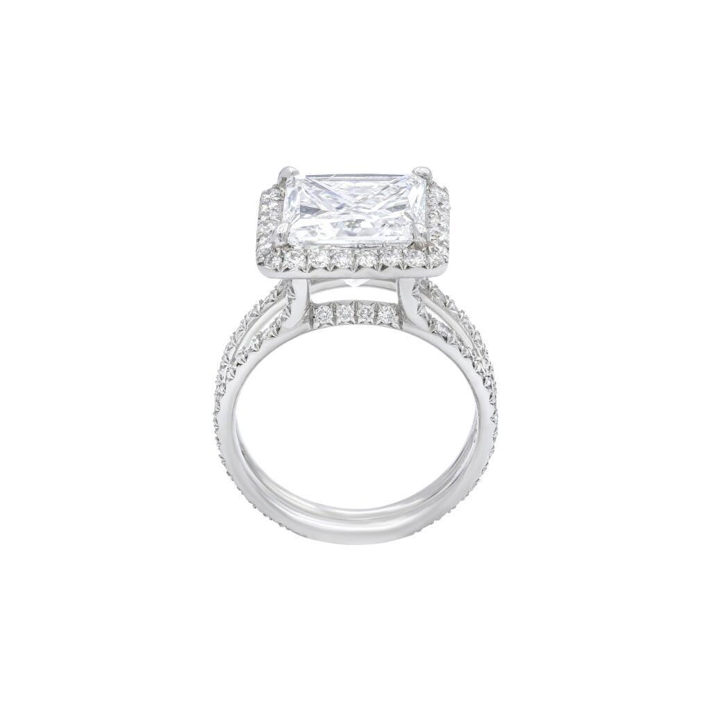 Platinum, 5.09ct Princess Cut Diamond and Diamond Engagement Ring