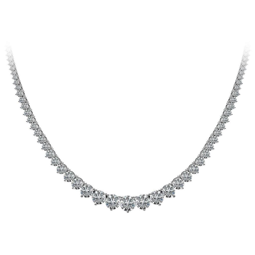 White Gold and 15.15ctw Round Brilliant Cut Diamond Rivière Necklace