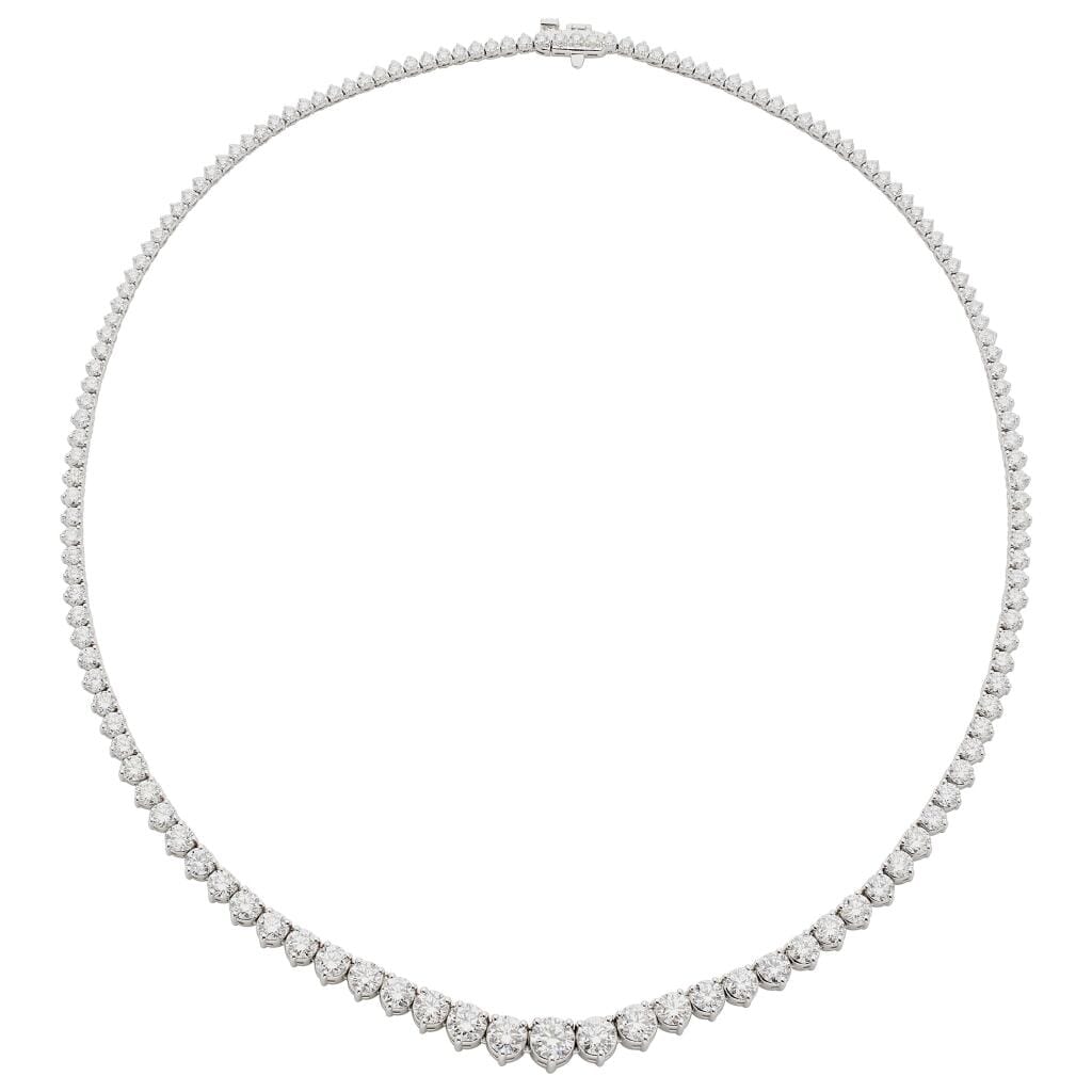 White Gold and 15.15ctw Round Brilliant Cut Diamond Rivière Necklace