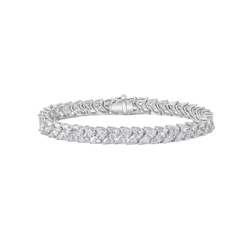 White Gold and 10.45ctw Pear Shape Diamond Two Row Tennis Bracelet