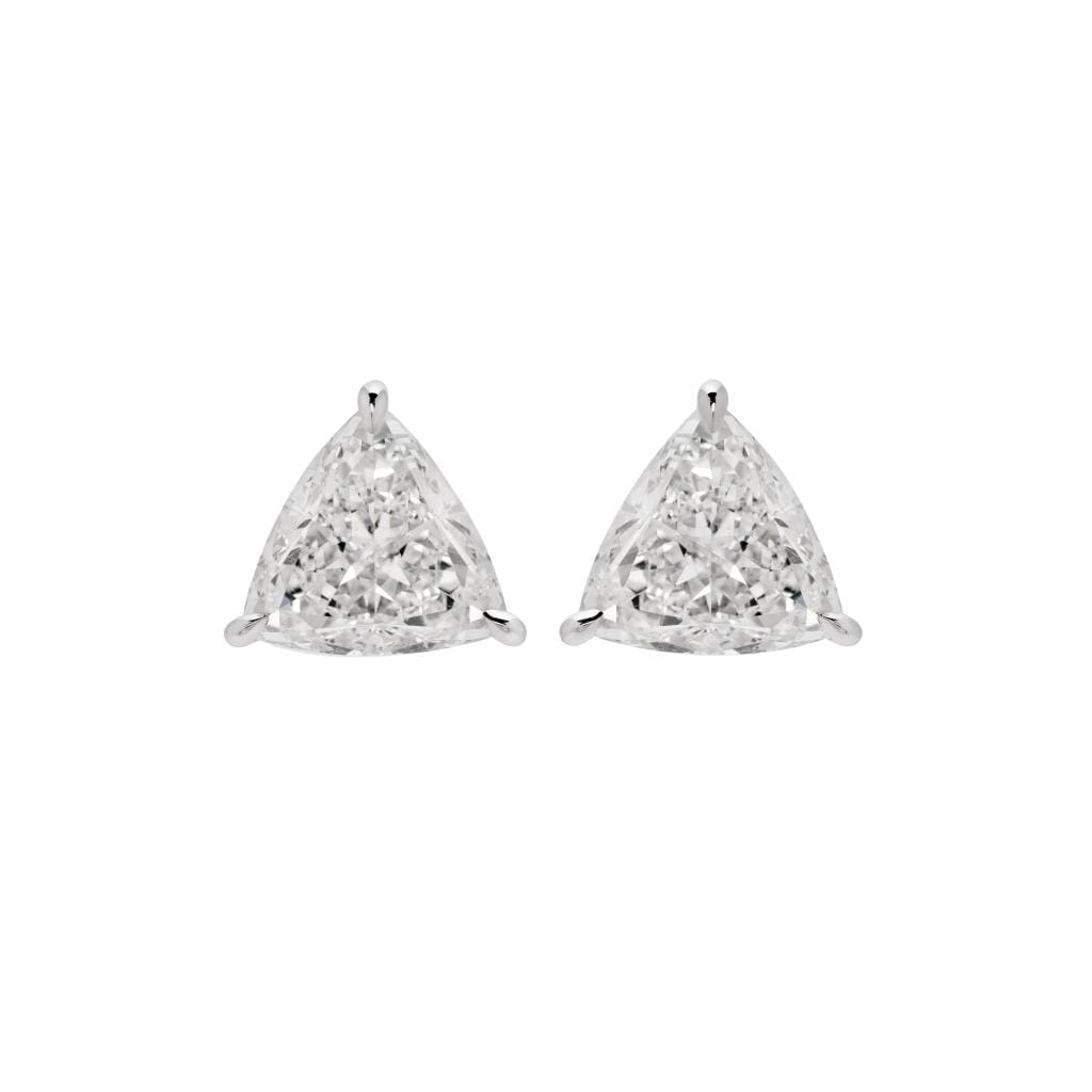 White Gold and 3.43ctw Trillion Cut Diamond Stud Earrings