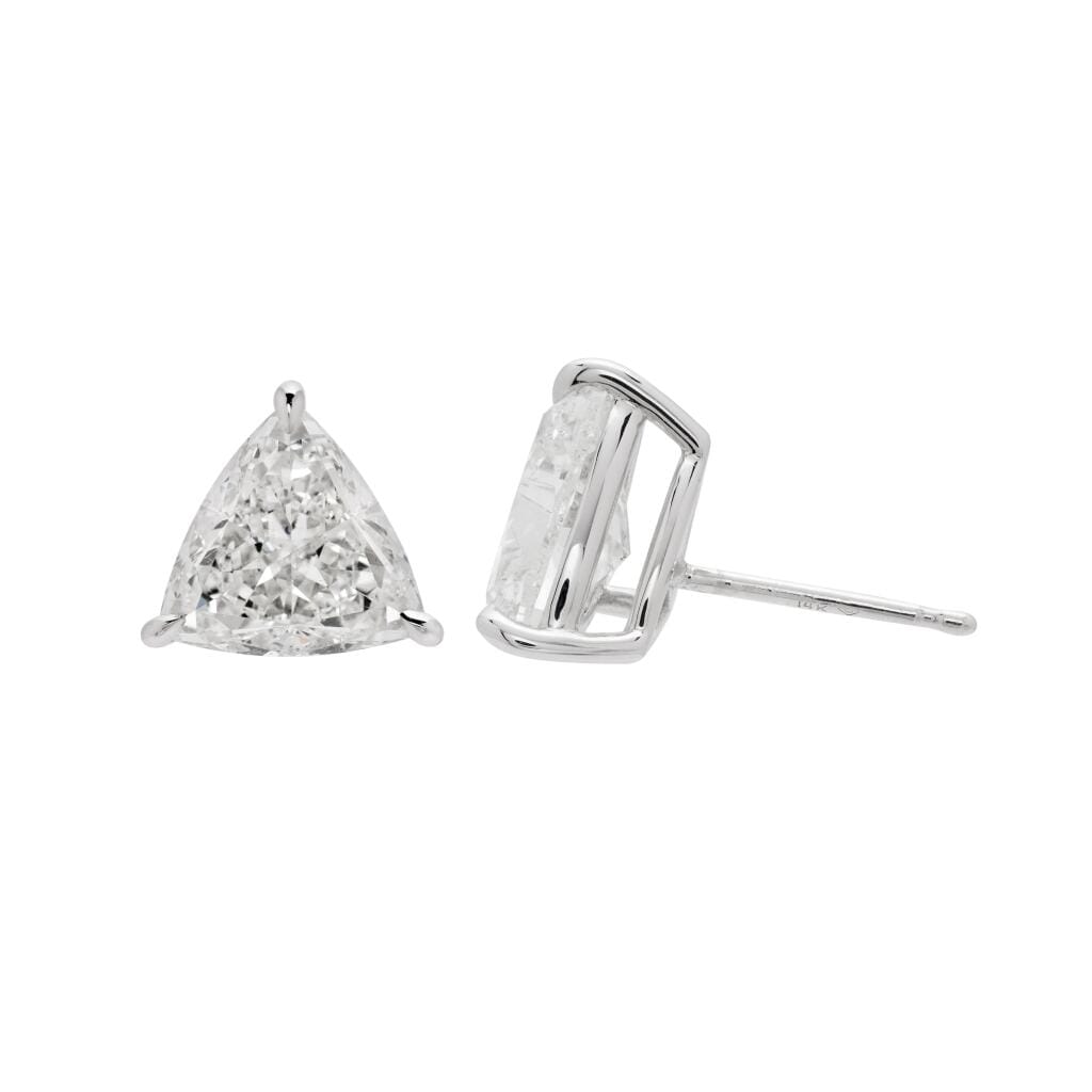 White Gold and 3.43ctw Trillion Cut Diamond Stud Earrings