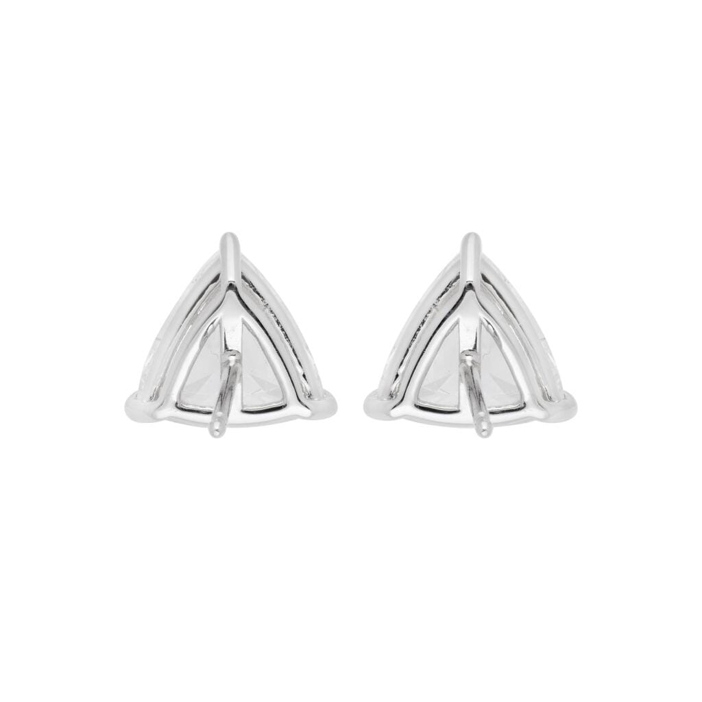 White Gold and 3.43ctw Trillion Cut Diamond Stud Earrings