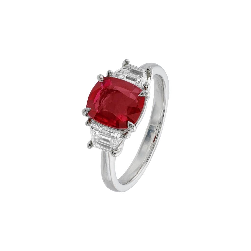 Platinum, 2.07ct Mozambique Ruby and Diamond Ring