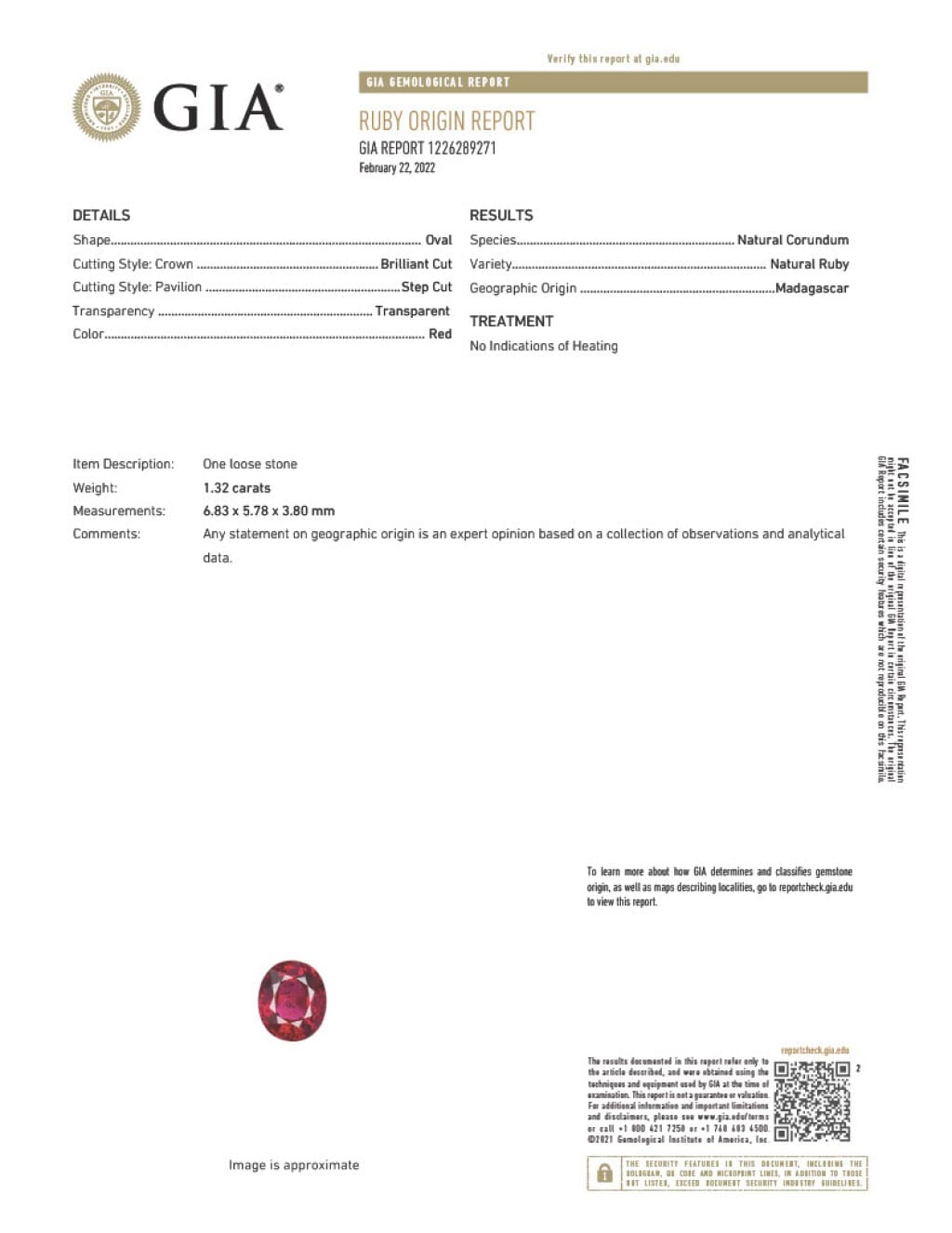 Platinum, 1.32ct Madagascar Ruby and Diamond Ring