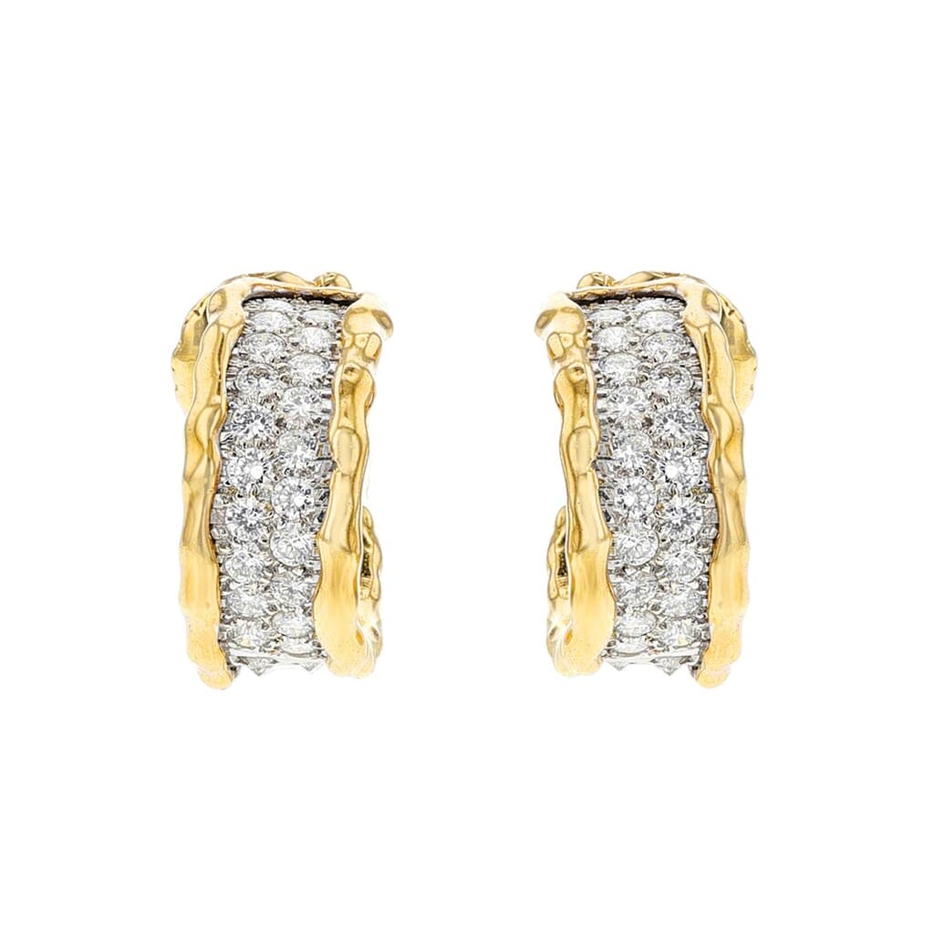Gold and Diamond Hoop Earrings