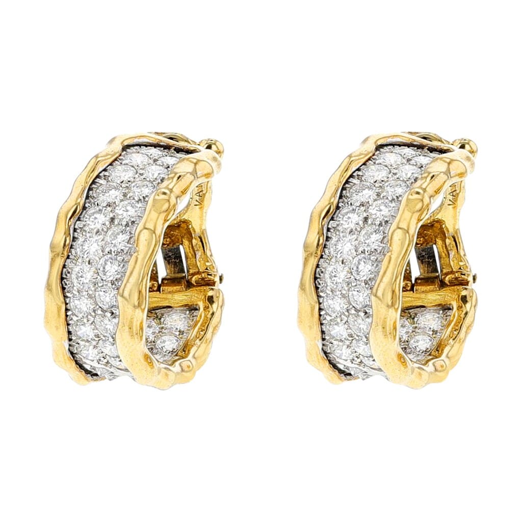 Gold and Diamond Hoop Earrings