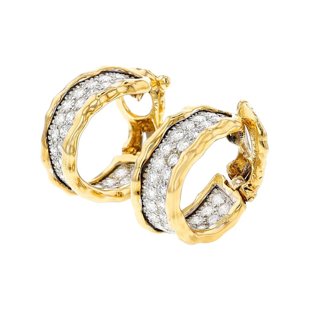 Gold and Diamond Hoop Earrings