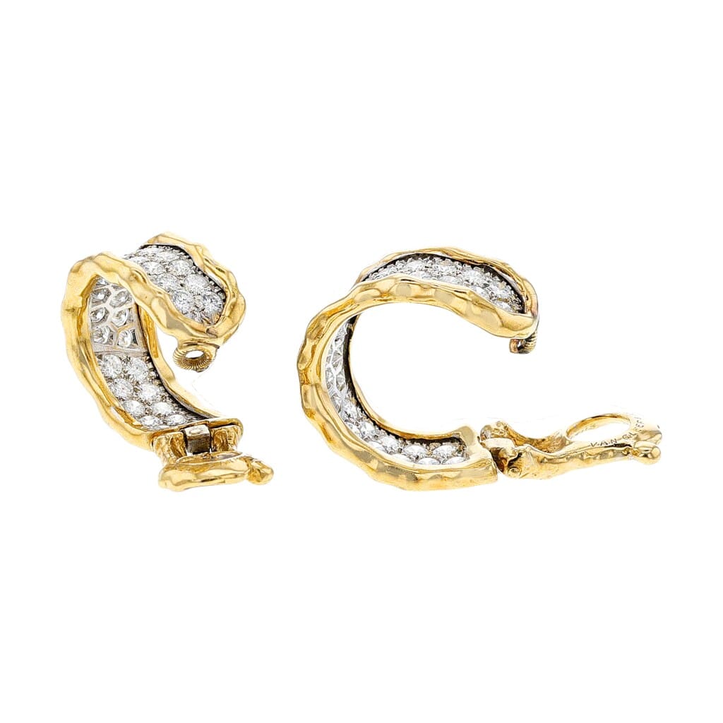Gold and Diamond Hoop Earrings